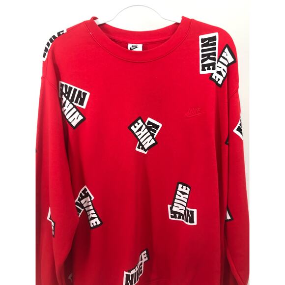 Nike Red Spell Out Graphic Crew Neck Sweatshirt Size XXL - Picture 2 of 10